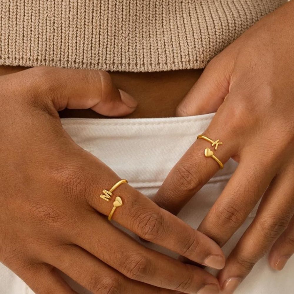 18K Gold Plated Initial Ring